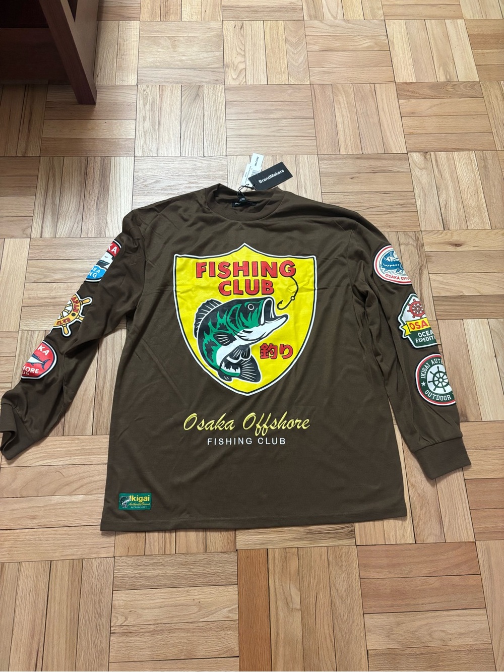 BrandMakers Group Heavyweight Fishing Long Sleeve Graphic T-Shirt Brown XL Osaka